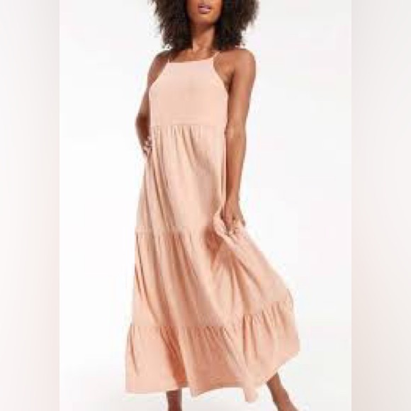 Z Supply Dresses & Skirts - Z Supply Rory Pale Yellow Tiered Spaghetti-Strap Cotton Maxi Dress M